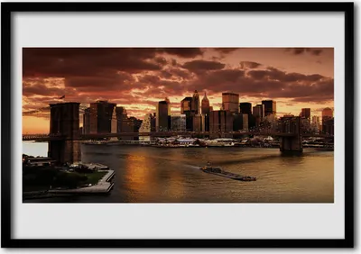 Produktbild von Bild 100x70 MDF-Rahmen Wandkunst City of Brooklyn Bridge