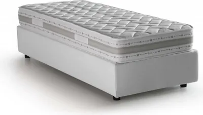 Produktbild von Einzelbett Dabate, Containerbett mit Stoffbespannung, 100%  Italy, Frontöffnung, inklusive Matratze Cm 80x190, Weiß