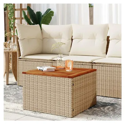 Produktbild von Gartentisch, Beige, 55 x 55 x 37 cm, Polyrattan und Akazienholz