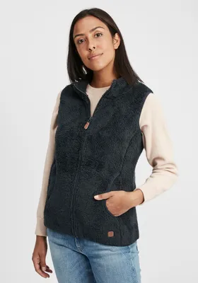 Immagine prodotto di Gilet da donna OXMO OXTheri, in pile, ideale per attività all'aperto. Presenta colletto alto, tasche laterali e chiusura con zip. Vestibilità regolare
