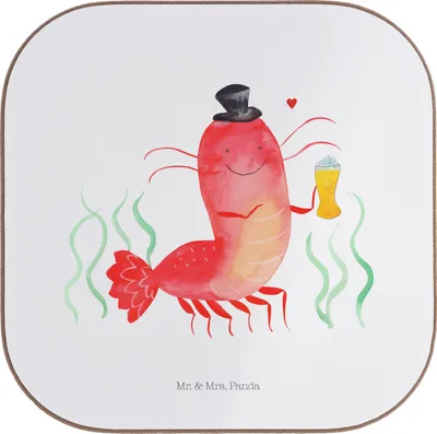 Produktbild von Mr. & Mrs. Panda Tischuntersetzer Hummer Weizen - Weiß - Geschenk, Coaster, Untersetzer Glas, für Gläser, Garnelen, Kneipe, Tischschoner, Wirtschaft, Kochen, Bier, Meer