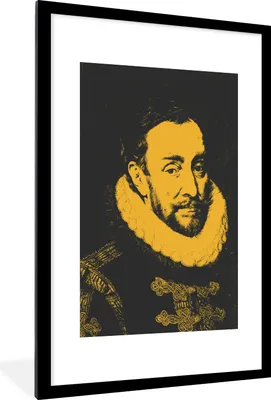 Produktbild von MuchoWow® MuchoWow® Gerahmtes Poster Wilhelm von Oranien - Adriaen Thomasz - Gelb 60x90 cm - Poster mit zchwarzem Bilderrahmen - Dekoration - Wandposter Wohnzimmer - Hochwertig