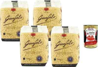 Produktbild von Italian Gourmet Pasta Stelline 4 x 500 g – Kleine Sternchen-Pasta aus Italien, ideal für Suppen, Brühen & Kindergerichte, al dente Genuss + Italian Gourmet Polpa