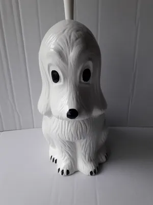 Produktbild von WC-Garnitur Hund weiß mit Bemalung