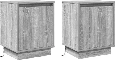 Produktbild von "SALE 2026"Nachtschrank 2er Set Kommode,multifunktional& Moderne - Grau 39 x 34,5 x 50 cm Holzwerkstoff - Nachttische & -schränke DE1814586