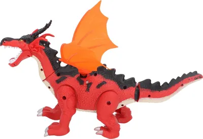 Obrázok produktu pre Elektrická hračka s dinosaurom pre deti, zábavný drak so zvukom a svetlom a simulovaným chrlením ohňa, červený