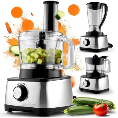 3in1 Küchenmaschine 1200W, 11 Zubehörteile, Edelstahl, Zitruspresse