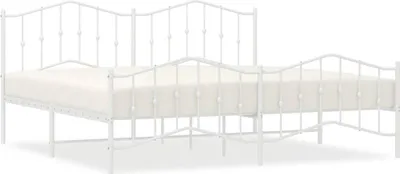 Productafbeelding van vidaXL Bedframe met hoofdeinde en voeteneinde, metaal, wit, 193x203 cm