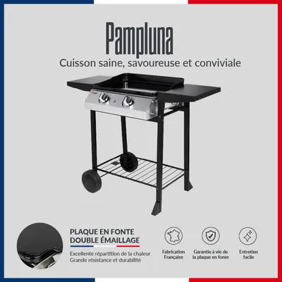 Image de Plancha à gaz 2 feux 5,3kW PAMPLUNA