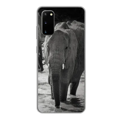 Produktbild von MuchoWow® Handyhülle Schutzhülle Hülle für Samsung Galaxy S20 Elefant - Tiere - Wasser - Schwarz und weiß Silikon Softcase Handy Hülle - Bild