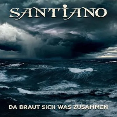 A stormy sea with dark clouds and rain, with the band name and album title overlaid.