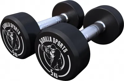 Produktbild von GORILLA SPORTS® Kurzhanteln - 2er Set, 10 kg (2x5 kg), Gummi, Gusseisen Kern, rutschfeste, gerändelte Griffe, Schwarz - Rundhanteln,  Gewichte, Hantelset, Kurzhantelset, Dumbbells