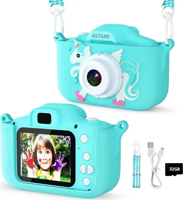 Produktbild von 2.0”Display Digitalkamera,Geschenke für 3 4 5 6 8 7 9 10 11 Jahre Jungen und mädchen, 1080P HD Anti-Drop Fotoapparat für Weihnachten Spielzeug (Grün)