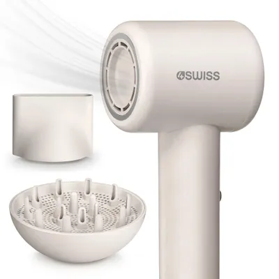 Produktbild von 4Swiss F324 AirCare+ Haartrockner, 8 Trocknungsmodi, 110 000 U/min, Ionen >500 Millionen, magnetische Stylingspitze, leise und leicht 370g.
