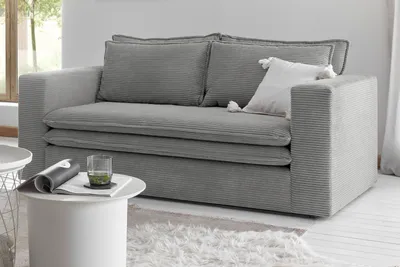 Produktbild von Sofa "Pesaro" in hellgrau Cord Couch 2-Sitzer 180 cm