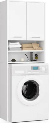 Produktbild von Waschmaschinenumbauschrank FIN Weiß 64 cm 2 Türen 4 Regalböden B64xH180xT30 cm