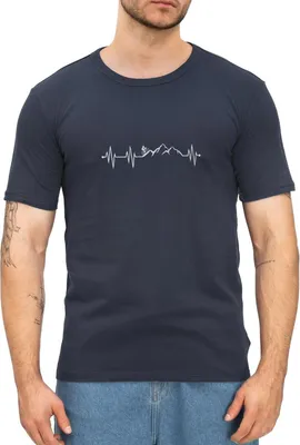 Produktbild von Spreadshirt Mountainbike EKG Fahrrad Bike Berge Herren Slim Fit T-Shirt, L, Navy