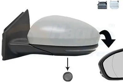 Produktbild von VAN WEZEL 4407817 Außenspiegel Seitenspiegel Links für RENAULT Megane IV Grandtour (K9A/M/N) Asphärisch Beheizt Grundiert