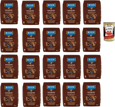 Produktbild von De Cecco Integrale Mezzi Rigatoni N° 26, Pasta integrale, Vollkornnudeln, 20x 500g + Italian Gourmet polpa 400g