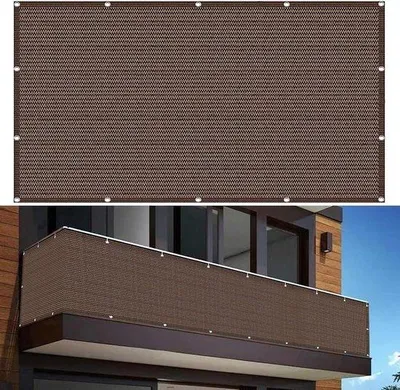 Image de Parasol de terrasse - Protection contre le vent pour terrasse - Intimité renforcée - Polyester résistant aux intempéries - 600 x 90 cm - Marron