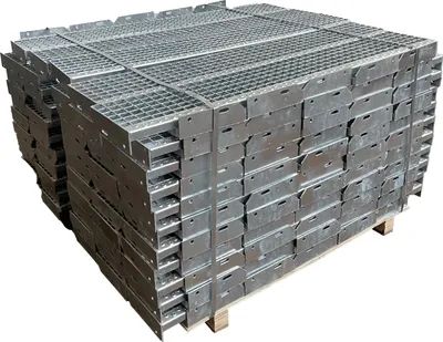 Produktbild von 100x Treppenstufen Metall Stufe 1000x270 34x38mm Gitterroststufen Stahl Verzinkt