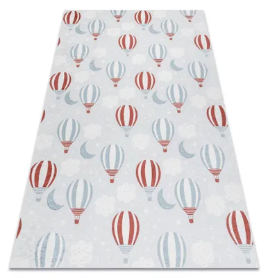 Image de Tapis lavable BAMBINO 1349 Ballons, nuages pour les enfants antidérapant - gris gris 140x190 cm