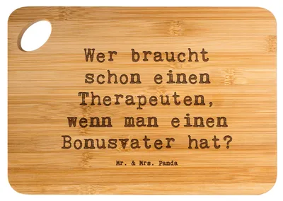 Produktbild von Mr. & Mrs. Panda Holzbrett Spruch Bonusvater Liebe - Transparent - Geschenk, Familienberatung, Frühstücksbrettchen, holzschneidebrett, Elternteil, Frühstücksbrett, Geduld