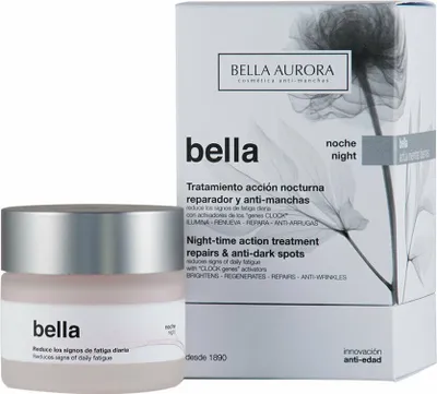 Produktbild von BELLA AURORA Bella Night-Time Action Treatment, Nachtcreme, Frauen, Decollete, Gesicht, Hals/Nacken, Anti-Aging, Anti-Müdigkeit, Anti-Reizung, Anti-Falten, Elastizität, Feuchtigkeitsspendend,..., 40+ Jahr(e), 50 ml