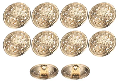 10 Metallknöpfe, rund, hohl, 18 mm, Gold, Zinklegierung