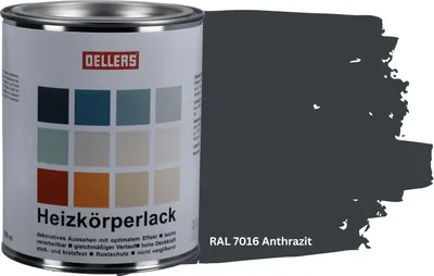 Produktbild von OELLERS Heizkörperlack DIY 1L – RAL 7016 Anthrazitgrau | Heizkörperfarbe & Heizungsfarbe | Hochdeckender Heizungslack | Hitzebeständig & langlebig