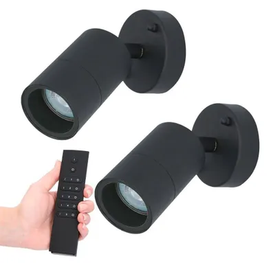 Produktbild von hoftronic LED Wandleuchte 4W 2700K IP44 GU10 Schwarz 2er-Set dimmbar