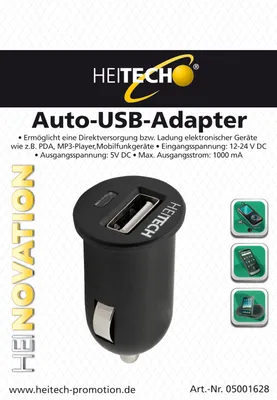 Produktbild von Auto USB Adapter Ladegerät 12V 24V
