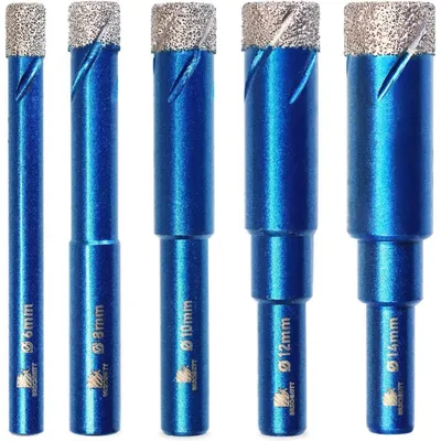 Immagine prodotto di Set di punte da trapano diamantate, 5 pezzi, da 6 a 14 mm, per piastrelle, Vetroceramica, granito e marmo