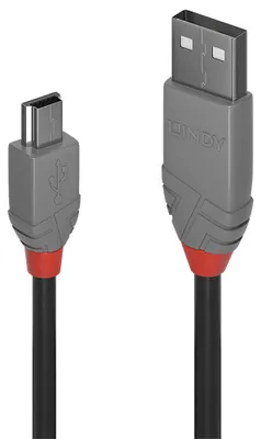 Immagine prodotto di Lindy 1 m di cavo USB 2.0 da tipo A a Mini-B, linea Anthra