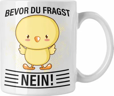 Produktbild von Trendation - Bevor Du Fragst Nein Tasse Geschenk Lustiger Spruch (Weiß)