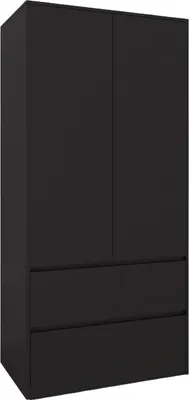 Image de BDW Armoire avec tiroirs, armoire d'entrée 2 portes, noir