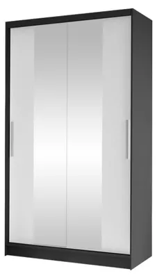 Produktbild von MIRJAN24 Schiebetürenschrank Costa II, Kleiderschrank, Stilvoll Schlafzimmer Garderobenschrank (Farbe: Schwarz / Weiß)