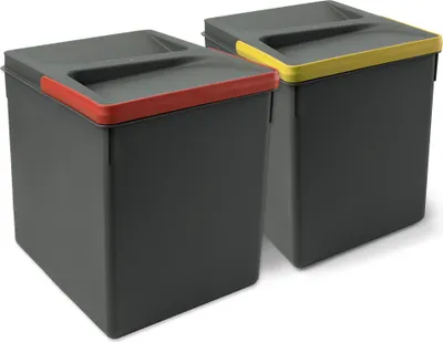 Produktbild von Emuca Lot Recycle Behälter für Küchenschublade, Höhe 266 mm, 2x15 Liter, Kunststoff anthrazitgrau
