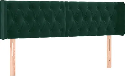Produktbild von vidaXL Kopfteil mit Ohren Dunkelgrün 147x16x78/88 cm Samt