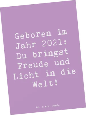 Produktbild von Mr. & Mrs. Panda Postkarte Spruch 2021 Geburtstag Freude - Lavendeltraum - Geschenk, Geburt, Baby, Geburtstagsgeschenk, Happy Birthday, Fotokarte, Ansichtskarte, Alter