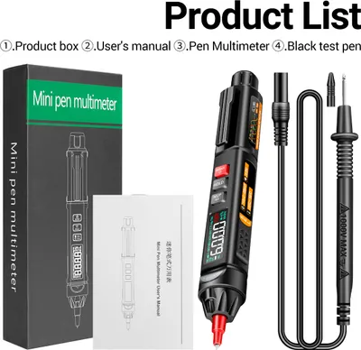 Image de ANENG A3009 Mini Multimètre à stylo avec diffusion vocale 6000 points Voltmètre VA Inverse Affichage LCD Lampe de poche Testeur NCV pour Tension Résistance Capacitance Température Diode On/Off Mesure de la séquence de phase