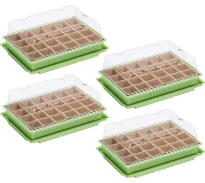 Produktbild von WELLGRO Mini Gewächshaus für Balkon & Garten für 24 Pflanzen – kleines Gewächshaus aus Kunststoff – Mini Treibhaus für Pflanzen, Kräuter & Anzucht