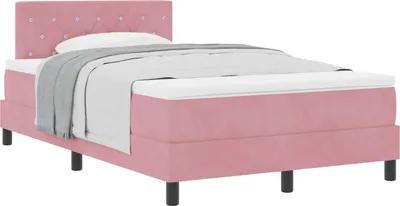 Obrázek produktu pro Postel s boxspringem s matrací s čelo Růžová 120 x 200 cm samet