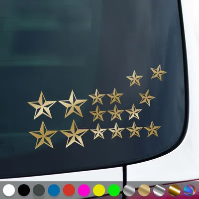 Produktbild von PantherPixel Sterne Set Aufkleber Nautischer Kompass Seefahrt Sticker Auto Geschenkidee Farbe Gold