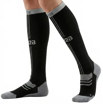 Produktbild von R2B Sport Kompressionsstrümpfe Damen/Herren, Kompressionssocken Laufen, Sportsocken, Flugzeug, Größe XL 46-49, Schwarz/Grau
