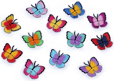 Produktbild von 12 Aufbügler Aufnäher Schmetterling 35x40mm Applikation Schmetterlinge bunt