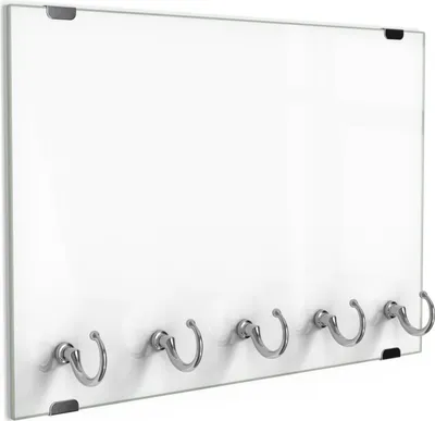 Produktbild von DEQORI Schlüsselbrett Glas 30x20 cm 'Unifarben - Weiß' Schlüssel Halter Board Haken