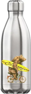 Produktbild von Vakuumisolierte Thermowasserflasche mit Bärenmotiv in Weiß
