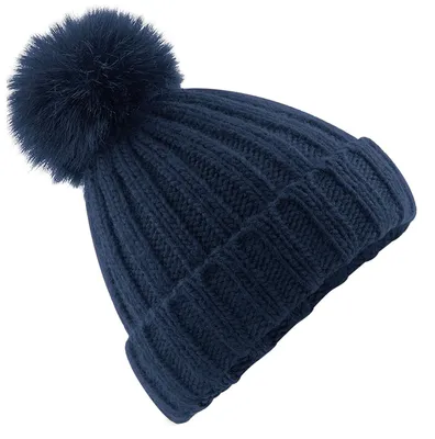 Image de Beechfield - Bonnet « Verbier » à pompon pour homme/femme, unie FK1432 (taille unique) (bleu marine)