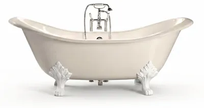 Produktbild von Freistehende Gusseisen Badewanne KINGSTON weiß Füße CHROM 182 cm